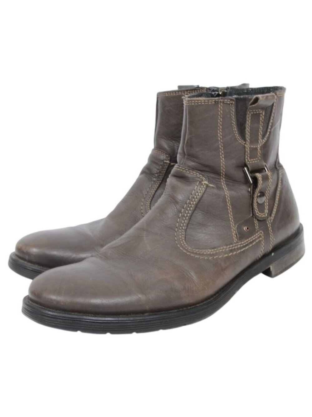 Alfani Clash‎ Men's 8 Brown Leather Biker Moto Ankle Boot Goth Punk Dressy